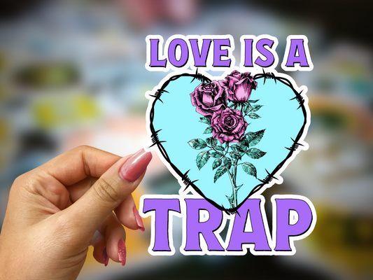 Cute Halloween Sticker | Halloween Sticker | Love is a trap | Glossy sticker | gift for halloween, kids, children DS100238