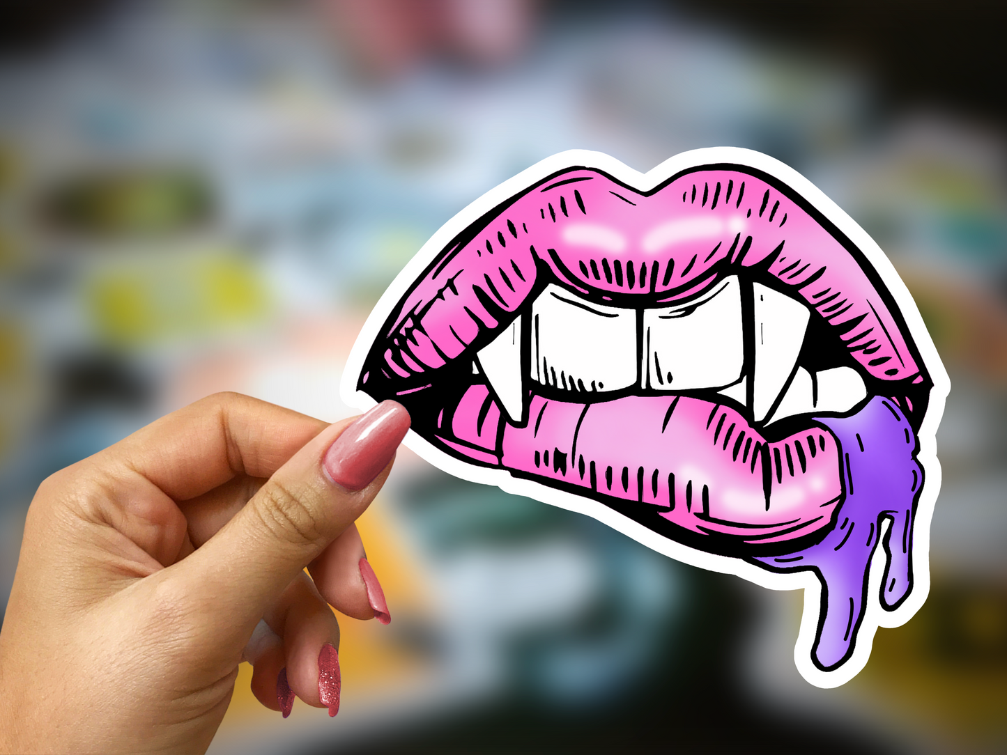 Cute Halloween Sticker | Halloween Sticker | Vampire lips | Glossy sticker | gift for halloween, kids, children DS100240