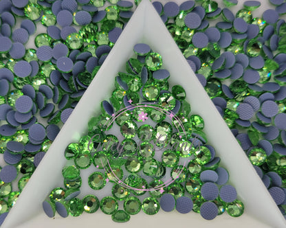 Light Peridot Glass Hotfix Rhinestones | Shirt rhinestones | Bling 3MM-SS12 | 4MM-SS16 |5MM-SS20 | Apparel Stones