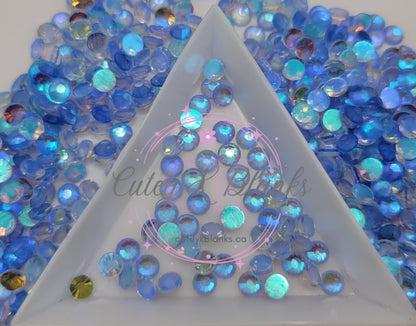 Light Sapphire Aurora Glass Flatback Rhinestones | Craft rhinestones | Bling 3MM-SS12 | 4MM-SS16 |5MM-SS20 | DIY, Nail Art, Tumbler | 1440 per bag