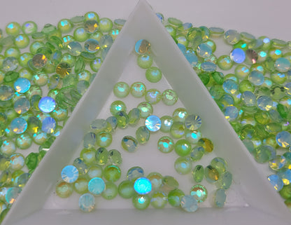 Light Peridot Aurora Glass Flatback Rhinestones | Craft rhinestones | Bling 3MM-SS12 | 4MM-SS16 |5MM-SS20 | DIY, Nail Art, Tumbler | 1440 per bag