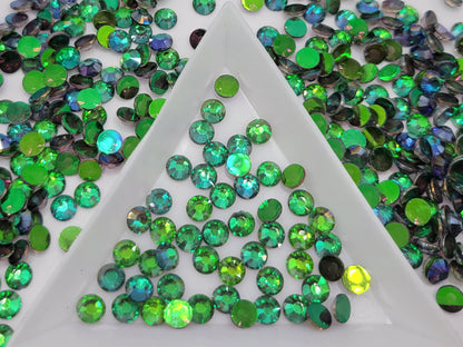 Emerald Aurora Glass Flatback Rhinestones | Craft rhinestones | Bling 3MM-SS12 | 4MM-SS16 |5MM-SS20 | DIY, Nail Art, Tumbler | 1440 per bag