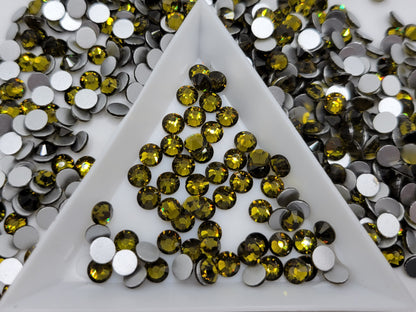 Olive Glass Flatback Rhinestones | Craft rhinestones | Bling 3MM-SS12 | 4MM-SS16 |5MM-SS20 | DIY, Nail Art, Tumbler | 1440 per bag