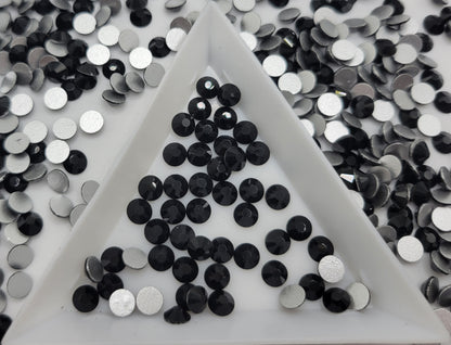 Jet Black Glass Flatback Rhinestones | Craft rhinestones | Bling 3MM-SS12 | 4MM-SS16 |5MM-SS20 | DIY, Nail Art, Tumbler | 1440 per bag