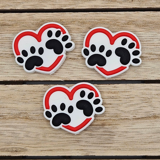 Silicone Focal Beads: Heart Paws | Cartoon Beads | DIY Craft Beads | Beads for wristlets, pens, keychains