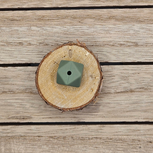 Hexagon Silicone Bead - 14mm - DARK SAGE
