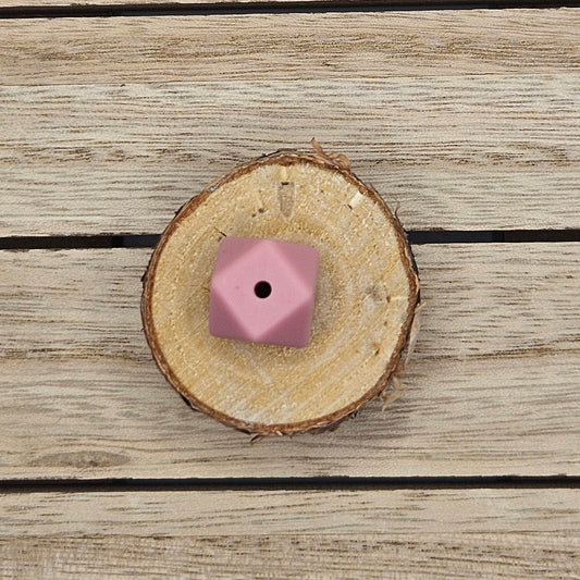 Hexagon Silicone Bead - 14mm - DUSTY PINK