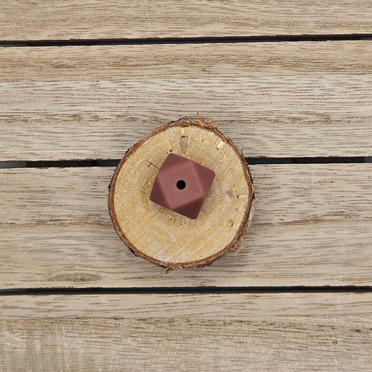 Hexagon Silicone Bead - 14mm - DUSTY ROSE