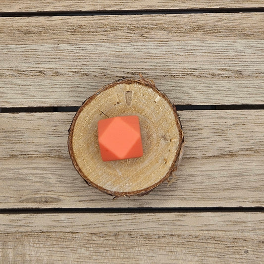 Hexagon Silicone Bead - 14mm - ORANGE