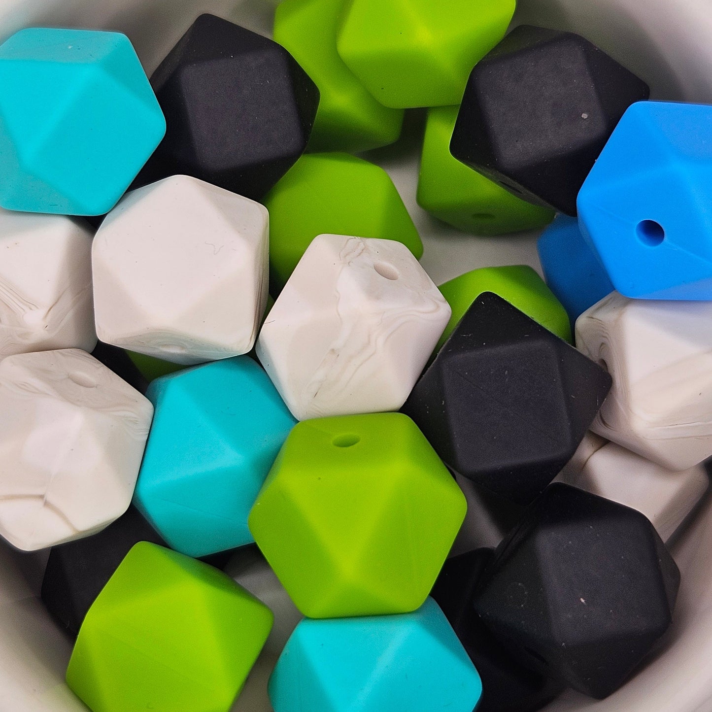 Hexagon Silicone Bead - 14mm - SKY BLUE