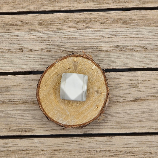 Hexagon Silicone Bead - 14mm - MARBLE CREAM