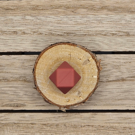 Hexagon Silicone Bead - 14mm - BRICK RED