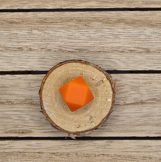 Hexagon Silicone Bead - 14mm - BRIGHT ORANGE