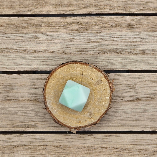 Hexagon Silicone Bead - 14mm - MARBLE MINT