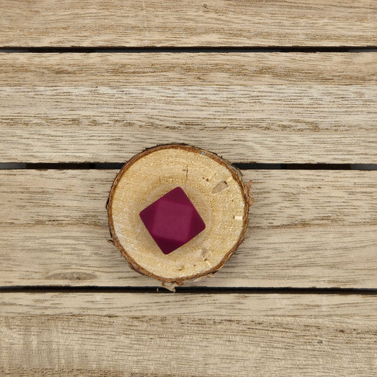 Hexagon Silicone Bead - 14mm - CRANBERRY