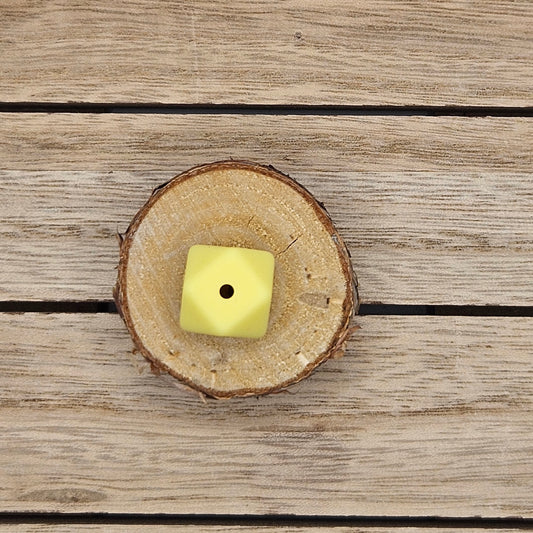 Hexagon Silicone Bead - 14mm - LIGHT YELLOW
