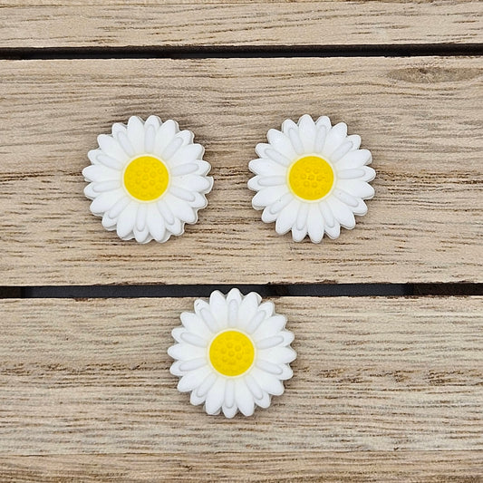 Silicone Focal Beads: Flower White | Cartoon Beads | DIY Craft Beads | Beads for wristlets, pens, keychains