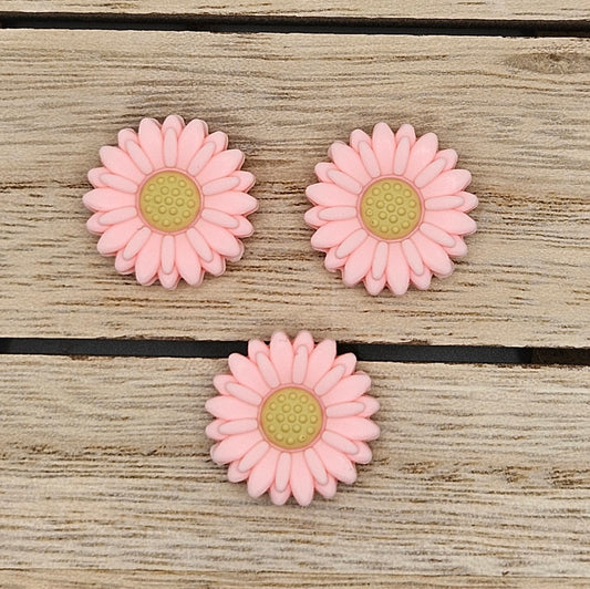 Silicone Focal Beads: Flower Pink | Cartoon Beads | DIY Craft Beads | Beads for wristlets, pens, keychains