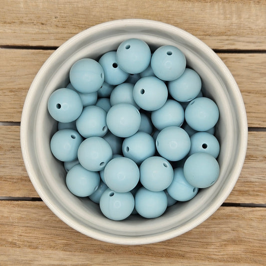 Round Silicone Bead - 12mm AND 15mm. Dusty blue