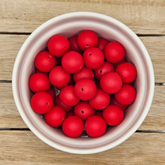 Round Silicone Bead - 12mm AND 15mm. Red