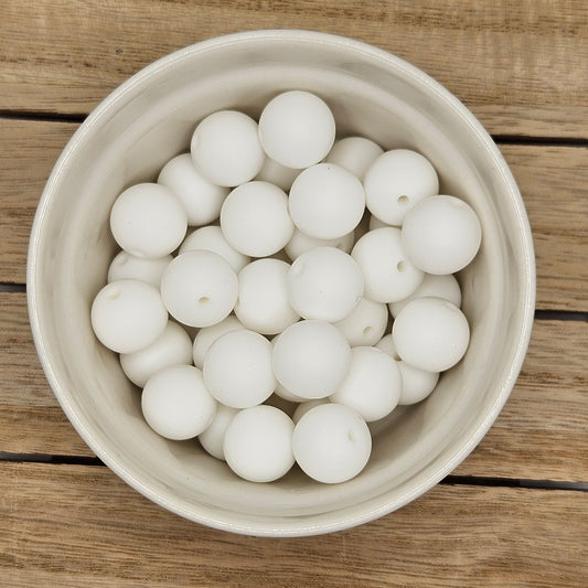 Round Silicone Bead - 12mm AND 15mm. White