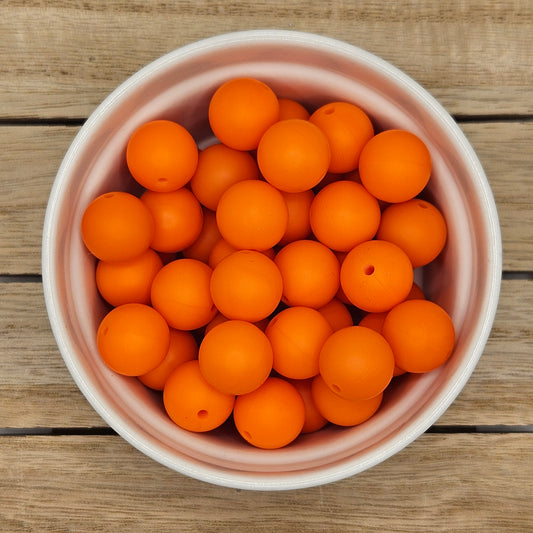 Round Silicone Bead - 12mm AND 15mm. Orange