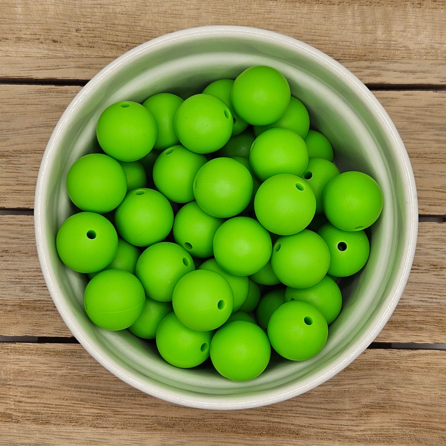 Round Silicone Bead - 12mm AND 15mm. Green