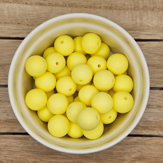 Round Silicone Bead - 12mm AND 15mm. Custard Yellow