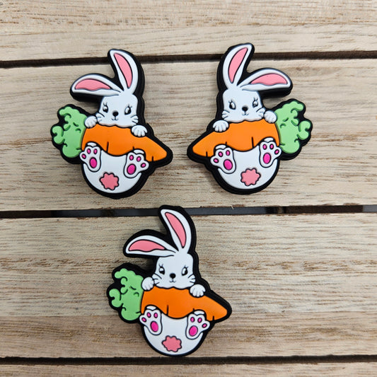 Silicone Focal Beads: Easter Bunny Carrot | Cartoon Beads | DIY Craft Beads | Beads for wristlets, pens, keychains