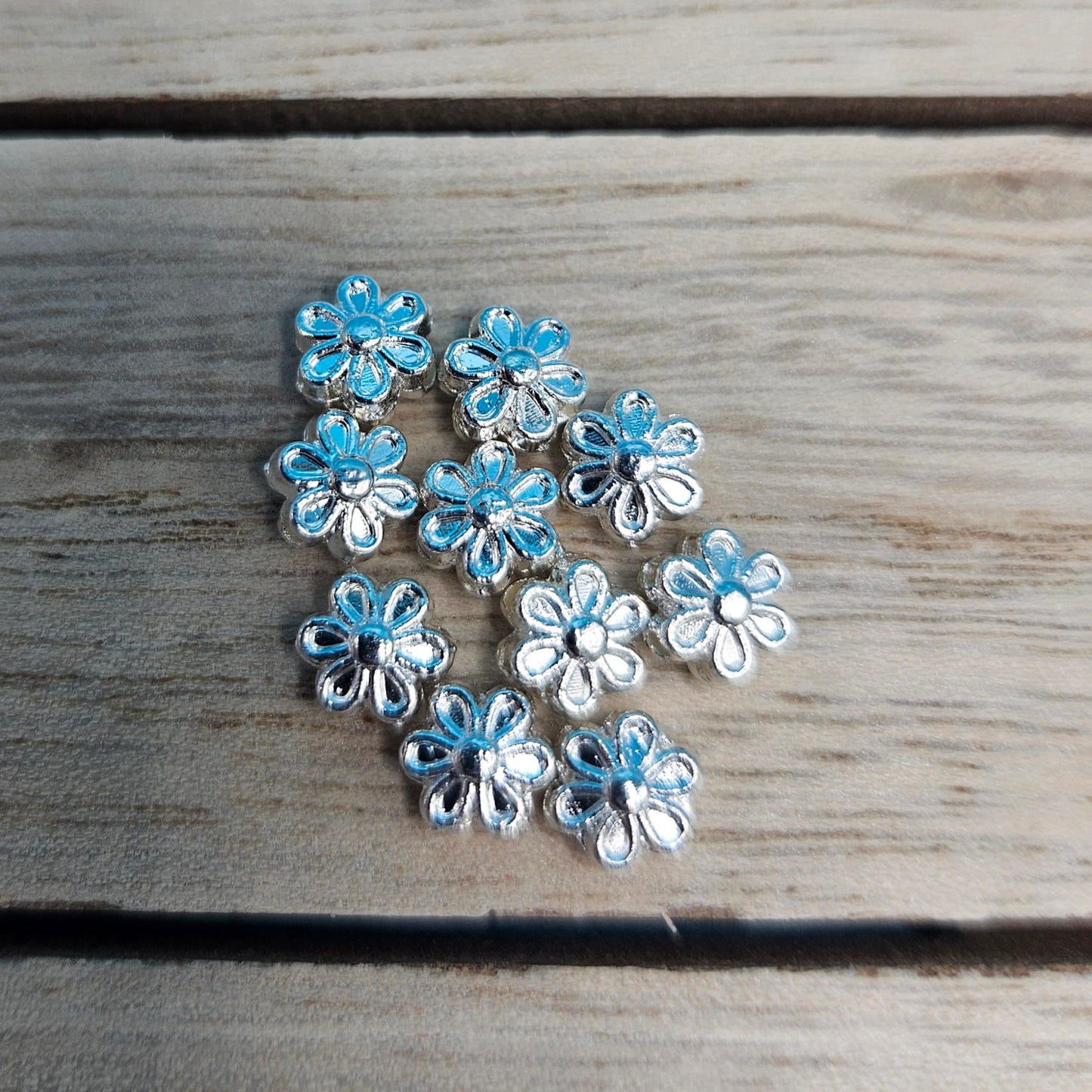 Silver Flower Acrylic Beads (10) | bracelet beads | flower shaped beads | friendship beads