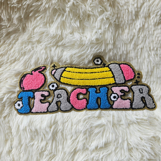 Chenille Iron On Patch: Teacher