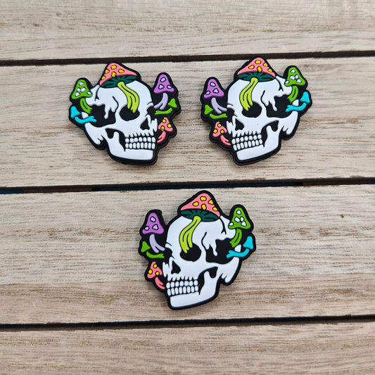 Silicone Focal Beads: Skull Mushrooms | Cartoon Beads | DIY Craft Beads | Beads for wristlets, pens, keychains