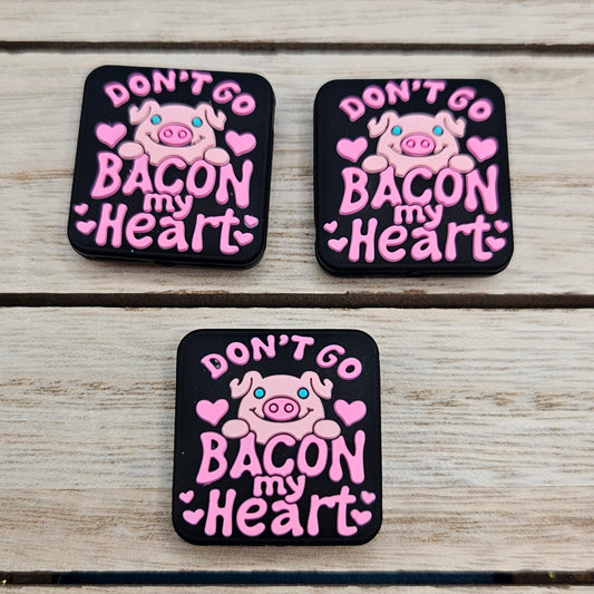 Silicone Focal Beads: Don't Go Bacon My Heart | Cartoon Beads | DIY Craft Beads | Beads for wristlets, pens, keychains