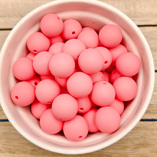 Round Silicone Bead - 12mm AND 15mm. Pink