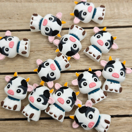 Silicone Focal Beads: 3D cow | Cartoon Beads | DIY Craft Beads | Beads for wristlets, pens, keychains