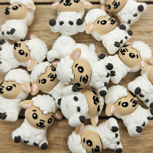 Silicone Focal Beads: 3D Sheep | Cartoon Beads | DIY Craft Beads | Beads for wristlets, pens, keychains