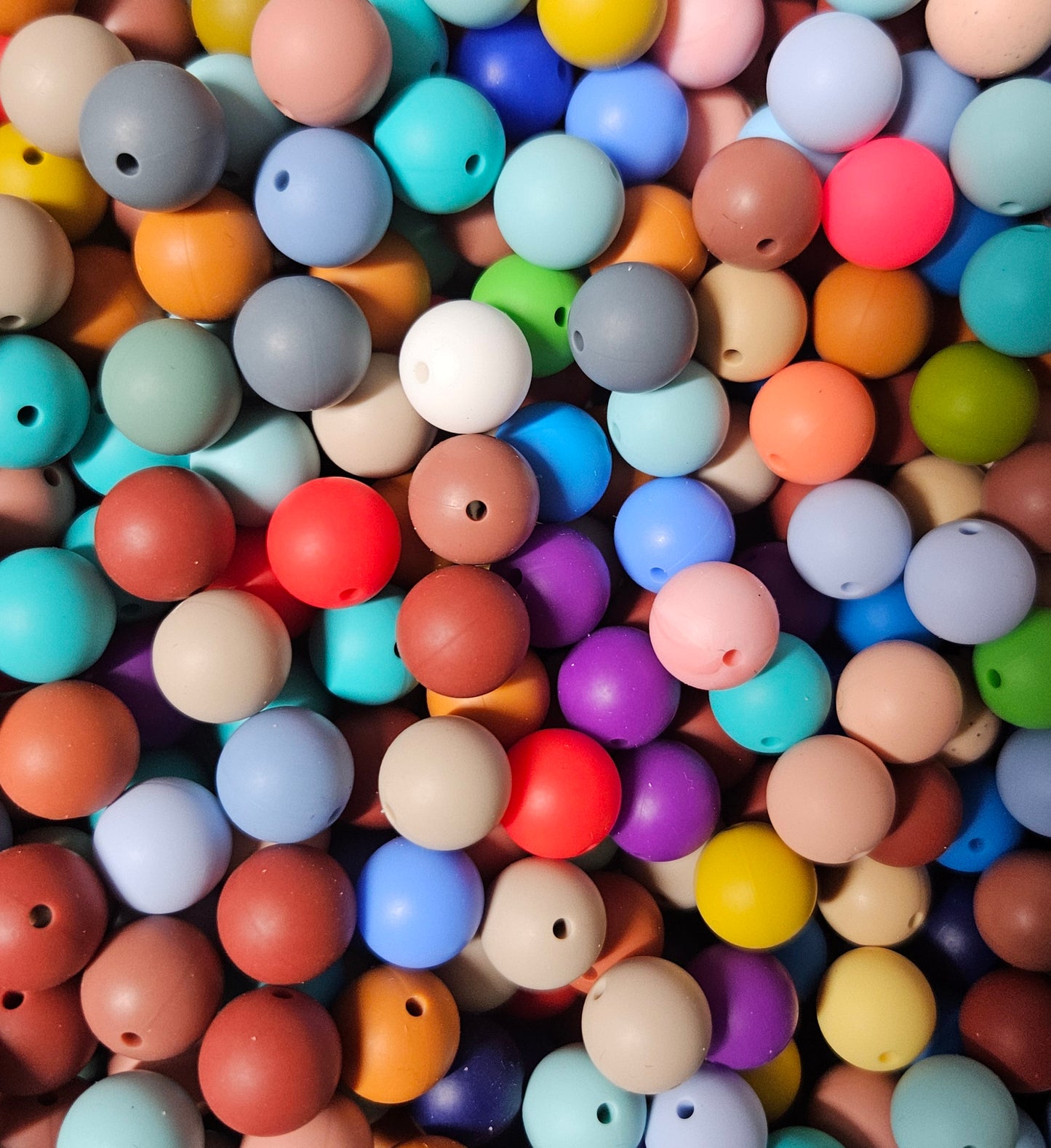 Round Silicone Bead - 15mm Mixed Pack of 100
