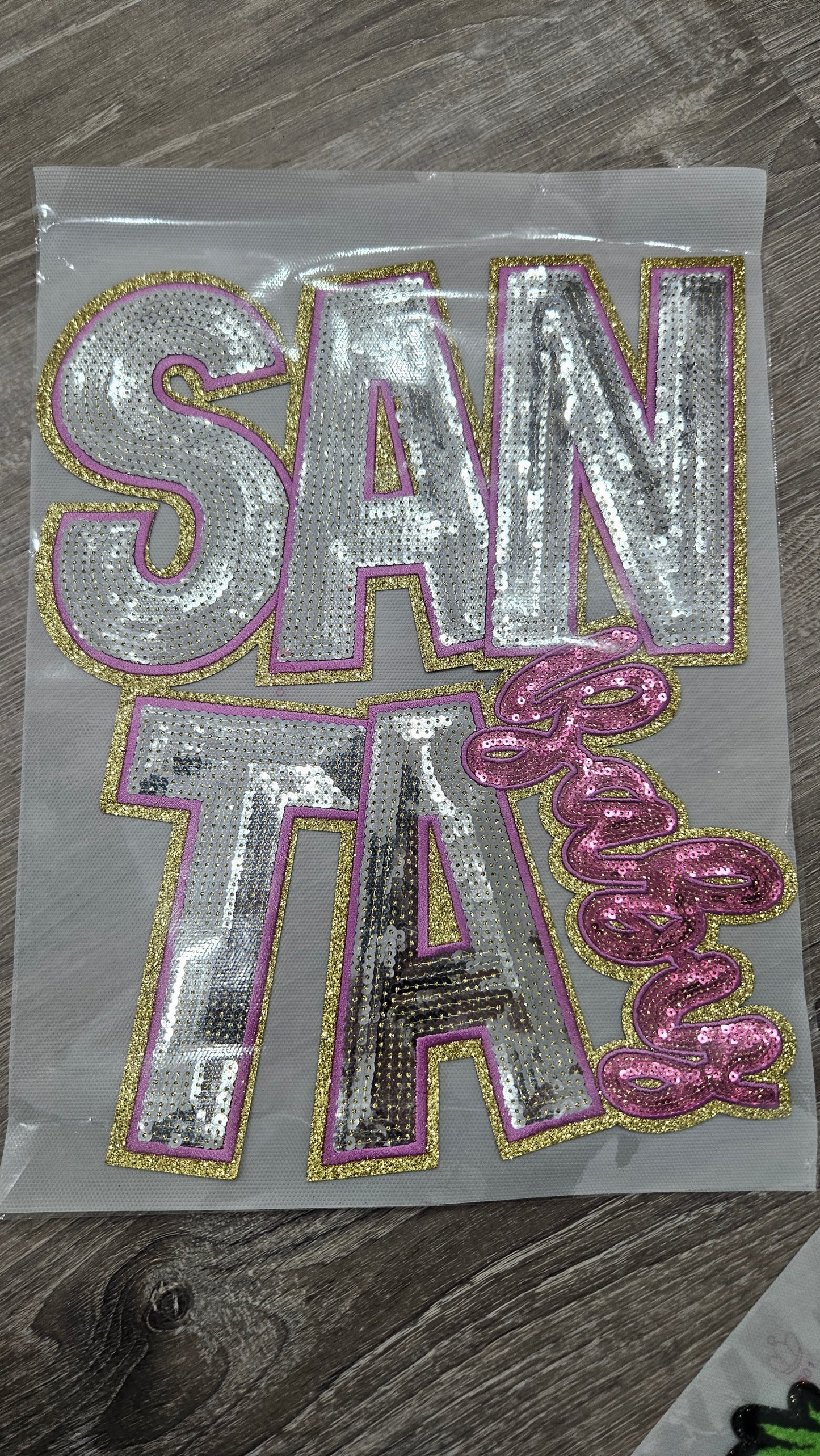Sequin Iron On Patch: Santa Baby