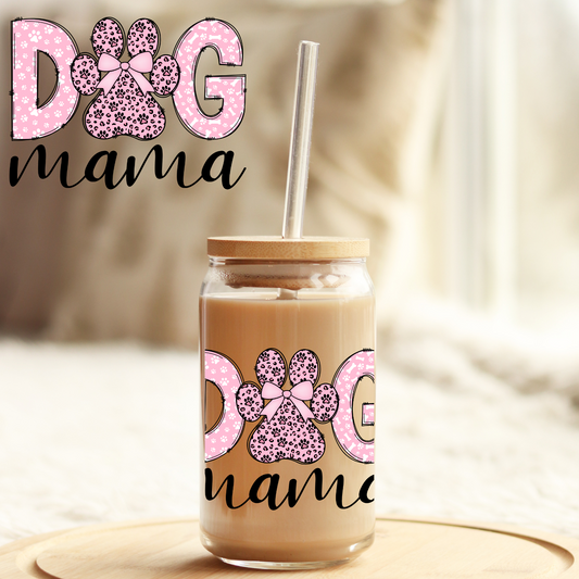 Tumbler Cup Wrap 16oz UV DTF Crystal Sticker: Dog Mama UVDTF100407