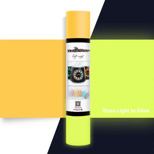 Teckwrap Glow In The Dark Adhesive Vinyl - Yellow - Cutey K Blanks