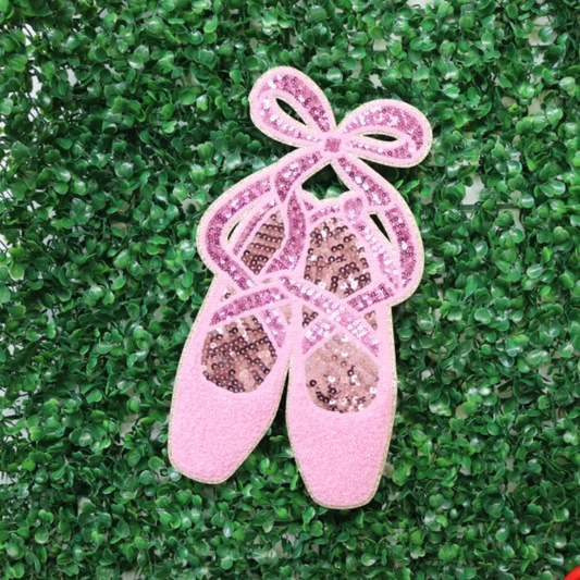 PRE-ORDER, ETA MID MARCH Chenille Iron On Patch: Ballet Shoes