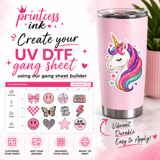 Custom UV DTF Print, Ready to Use Stickers. GANG SHEET BUILDER | Permanent Stickers | White Base Stickers