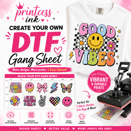 Custom DTF Print, Ready to Press Transfers - GANG SHEET BUILDER | Custom Apparel Transfers