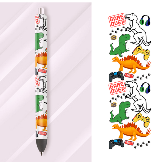 UV DTF Pen Wrap: Dinosaur pen wrap sticker UVDTF100560
