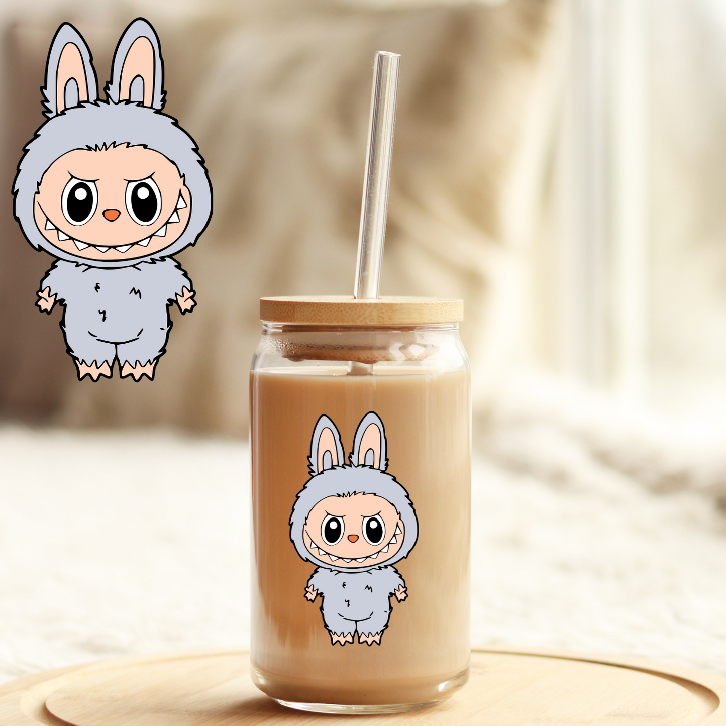 Tumbler Cup Decal 4" UV DTF Crystal Sticker: Labubu UVDTF100524