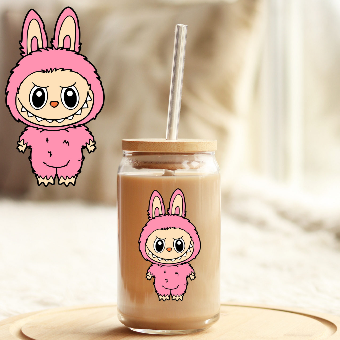 Tumbler Cup Decal 4" UV DTF Crystal Sticker: Labubu UVDTF100523