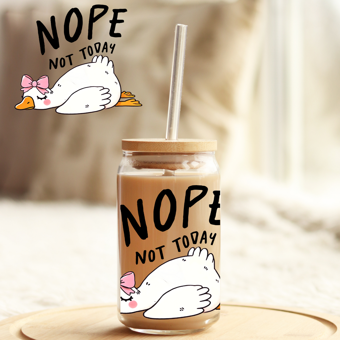 Tumbler Cup Wrap 16oz UV DTF Crystal Sticker: Nope not today UVDTF100446