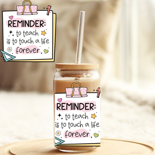 Tumbler Cup Wrap 16oz UV DTF Crystal Sticker: Teacher UVDTF100428