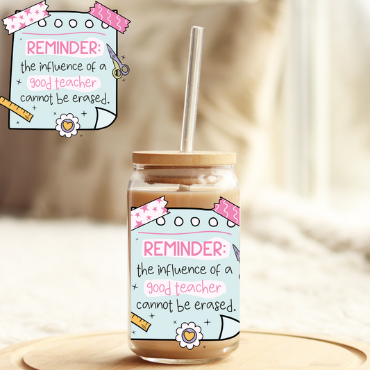 Tumbler Cup Wrap 16oz UV DTF Crystal Sticker: Teacher UVDTF100427