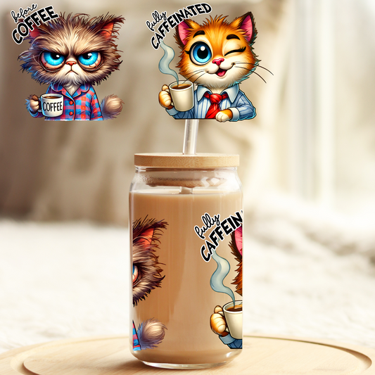 Tumbler Cup Wrap 16oz UV DTF Crystal Sticker: Coffee UVDTF100380